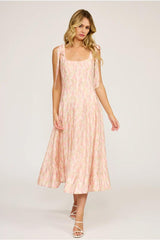 Polly Lavender Florals Print Sleeveless Midi Dress
