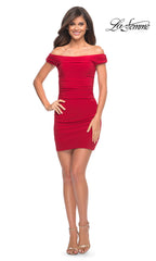 La Femme Off-Shoulder Sexy Short Cocktail Dress