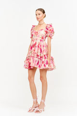Sara Florals Puff Sleeve Ruffled Babydoll Mini