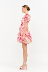 Sara Florals Puff Sleeve Ruffled Babydoll Mini
