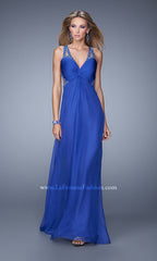 La Femme Strappy-Back Knot-Front Long Prom Dress