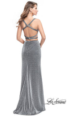 Long La Femme Open-Back Two-Piece Prom Dress