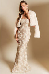Vienna 3D Floral Embellished Sequin Maxi Dress