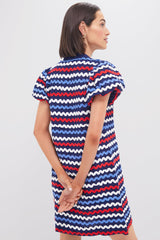 Navy Multi Ric-Rac Button Front Mini Dress