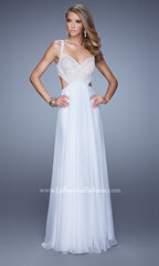 V-Neck La Femme Long Dress with Cut Out Sides