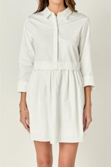 Georgie Collared Button Up Shirt Dress - White