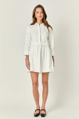 Georgie Collared Button Up Shirt Dress - White