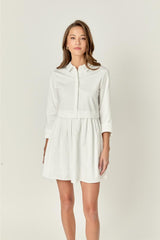 Georgie Collared Button Up Shirt Dress - White
