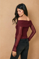Gina Off The Shoulder Lace Top - Wine